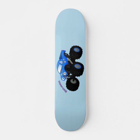 Niedliches blaues Monster-LKW-Cartoon Skateboard (Vorne)