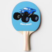 Niedliches blaues Monster-LKW-Cartoon Tischtennis Schläger (Rückseite)