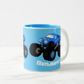 Niedliches blaues Monster-LKW-Cartoon Zweifarbige Tasse (VorderseiteRechts)