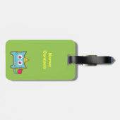 Niedliches blaues Monster mit lustigem Titel Gepäckanhänger (Rückseite horizontal)