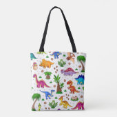 Niedliches blaues Muster Dinosaurier Tote Tasche (Rückseite)