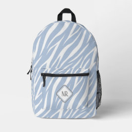 Niedliches blaues Muster Zebra Print Monogram Bedruckter Rucksack
