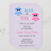 Niedliches blaues oder rosa Eulen-Geschlecht Einladung (Vorne/Hinten)
