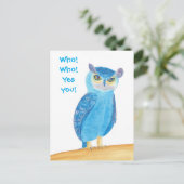 Niedliches Blaues Owl - Einladungen für Geburtstag (Stehend Vorderseite)