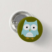 Niedliches blaues Owl Funny Whimsical Owl Zeichen Button (Vorne & Hinten)