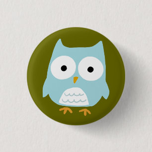Niedliches blaues Owl Funny Whimsical Owl Zeichen Button