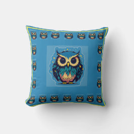 Niedliches blaues Owl Illustration Kissen