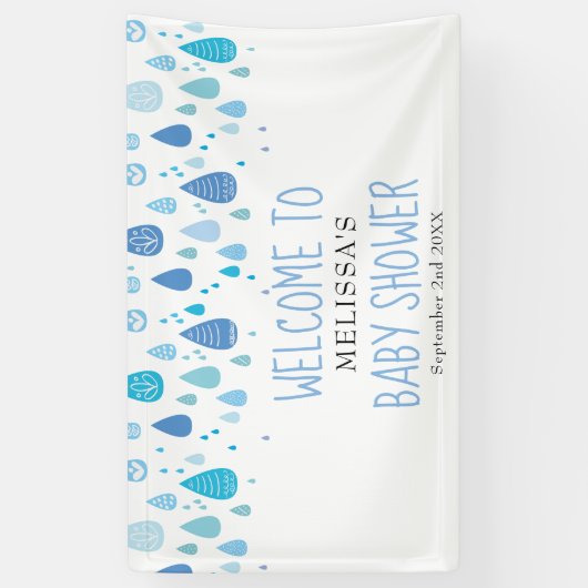 Niedliches blaues Regentropfen Kinderdusche / Spri Banner (Vertikal)