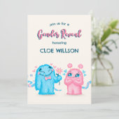 Niedliches blaues Rosa Monstergeschlecht zeigt Bab Einladung (Stehend Vorderseite)