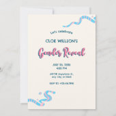 Niedliches blaues Rosa Monstergeschlecht zeigt Bab Einladung (Rückseite)