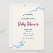 Niedliches blaues Rosa Monstergeschlecht zeigt Bab Einladung (Rückseite)