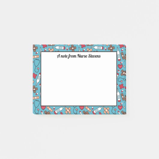 Niedliches blaues rotes Muster - Ein Hinweis aus d Post-it Klebezettel (Vorderseite)