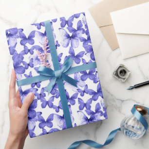 Niedliches blaues Schmetterlingsmuster Geschenkpapier