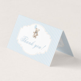 Niedliches blaues Teddy Bär Babydusche Danke Karte