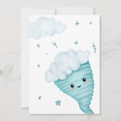 Niedliches blaues Tornado Themenwoche 2. Geburtsta Einladung (Rückseite)