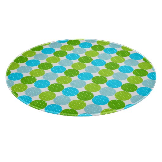 Niedliches blaues und grünes Polka-Punkt-Muster Schneidebrett (Ecke)