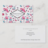 Niedliches blaues und rosa Wasserfarbenmuster Visitenkarte (Vorne/Hinten)