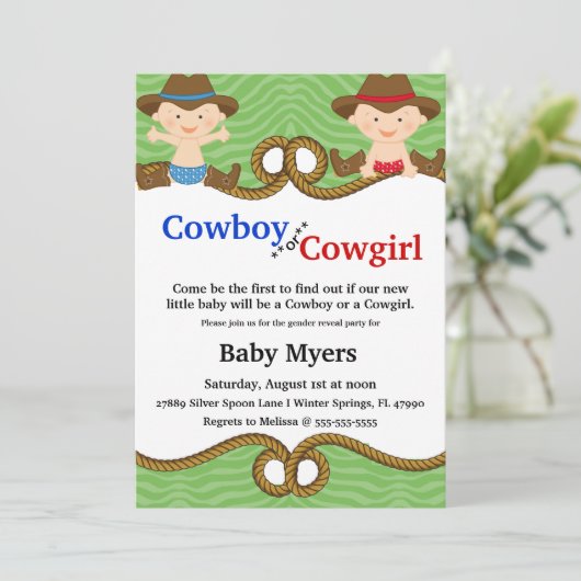 Niedliches Blaues und Rotes Land - Einladung (Stehend Vorderseite)