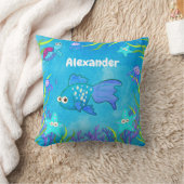 Niedliches Blaues Unterseefisch und Starfish Kissen (Decke)