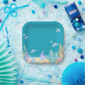 Niedliches Blaues Unterseepapier Teller (Party)