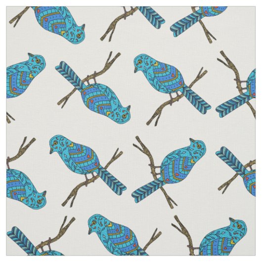 Niedliches Blaues Vogelmuster Stoff (Muster)