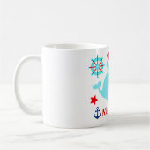 Niedliches blaues Wal- und Ankermuster Kaffeetasse (Links)
