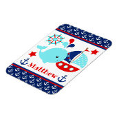 Niedliches blaues Wal- und Ankermuster Magnet (Linke Seite)