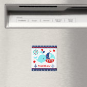 Niedliches blaues Wal- und Ankermuster Magnet (In Situ (Geschirrspüler))