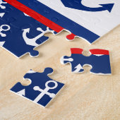 Niedliches blaues Wal- und Ankermuster Puzzle (Seite)