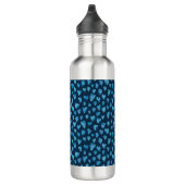 Niedliches Blaues Wasserfarben-Herzmuster Edelstahlflasche (Rechts)