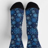 Niedliches Blaues Weihnachtsschneeflockenmuster Socken (Oben)