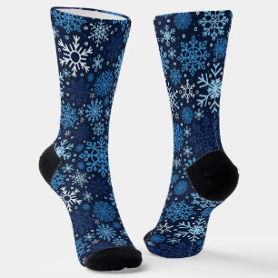 Niedliches Blaues Weihnachtsschneeflockenmuster Socken
