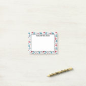 Niedliches blaues weißes Muster Ein Hinweis aus de Post-it Klebezettel (Auf Schreibtisch)