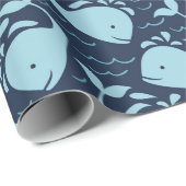 Niedliches blaues Whalepapier Geschenkpapier (Rolleneckpunkt)