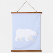 Niedliches blaues Winter-Polarbär Kinderzimmer Wan Wandteppich Mit Holzrahmen (Vorderseite)