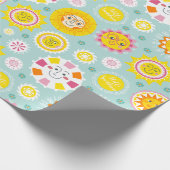 Niedliches blaugelbes Sonnenschutzpapier Geschenkpapier (Ecke)