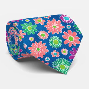 Niedliches blaurosa Blumenmuster Krawatte