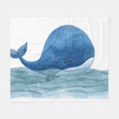 Niedliches Blauwal-Aquarellbild Fleecedecke (Vorderseite (Horizontal))
