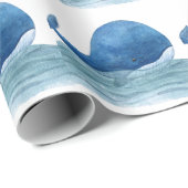 Niedliches Blauwal-Aquarellbild Geschenkpapier (Rolleneckpunkt)
