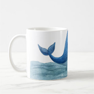Niedliches Blauwal-Aquarellbild Kaffeetasse