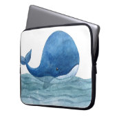 Niedliches Blauwal-Aquarellbild Laptopschutzhülle (Vorderseite Links)