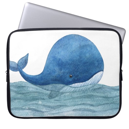 Niedliches Blauwal-Aquarellbild Laptopschutzhülle (Vorderseite)