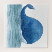 Niedliches Blauwal-Aquarellbild Puzzle (Horizontal)