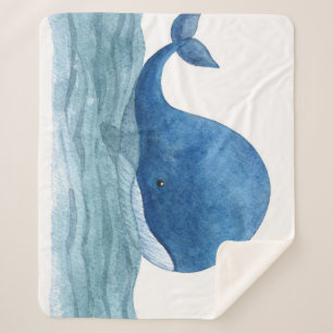 Niedliches Blauwal-Aquarellbild Sherpadecke