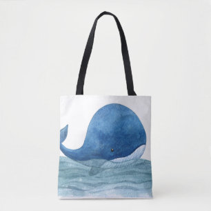 Niedliches Blauwal-Aquarellbild Tasche