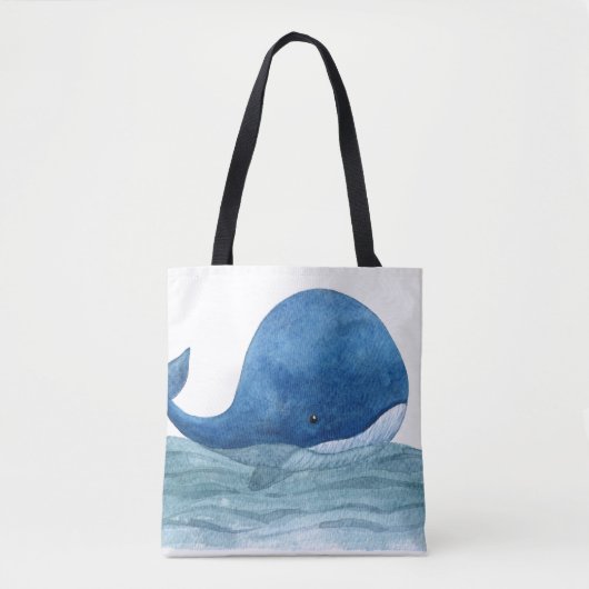 Niedliches Blauwal-Aquarellbild Tasche (Vorderseite)
