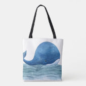 Niedliches Blauwal-Aquarellbild Tasche (Rückseite)