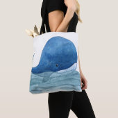 Niedliches Blauwal-Aquarellbild Tasche (Von Nahem)