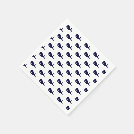 Niedliches Blauwal-Muster auf Weiß Serviette (Ecke)