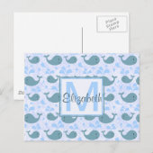 Niedliches Blauwal-Muster Postkarte (Vorne/Hinten)